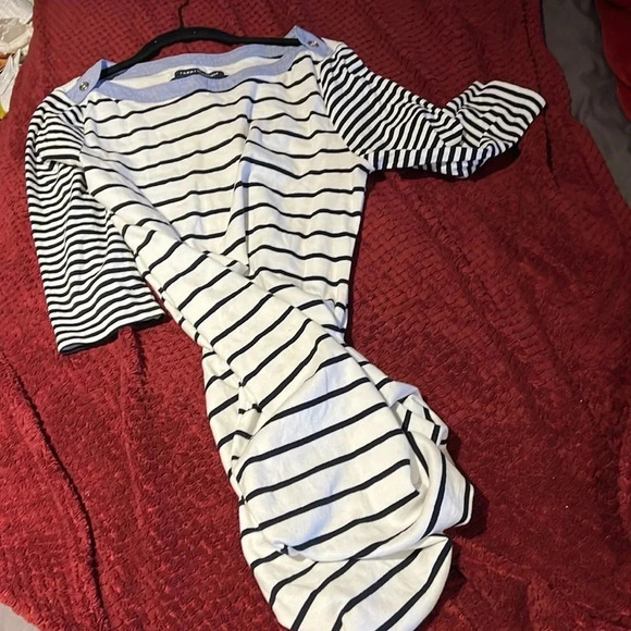 Tommy Hilfiger Blue White Striped Crew Neck Casual Dress Size Large - Picture 10 of 11